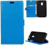 Litchi cover blauw wallet case hoesje Motorola Moto G 4de generatie