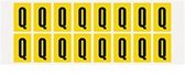 Letter stickers alfabet - 20 kaarten - geel zwart teksthoogte 25 mm Letter Q