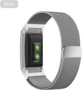 Fitbit Charge 2 Horloge Band bandje Milanees Italiaans ontwerp staal roestvrij metaal magnetisch comfortabel design Zilver Small