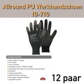 12x 12 paar - Werkhandschoenen PSP 10-710 Allround PU Black Nylon, Zwart (per doos van 12x 12 paar), maat 07 / S
