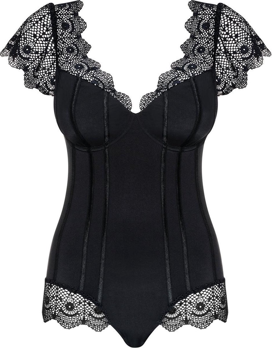 Obsessive Moketta Body - Erotische Body - Maat S/M - Zwart