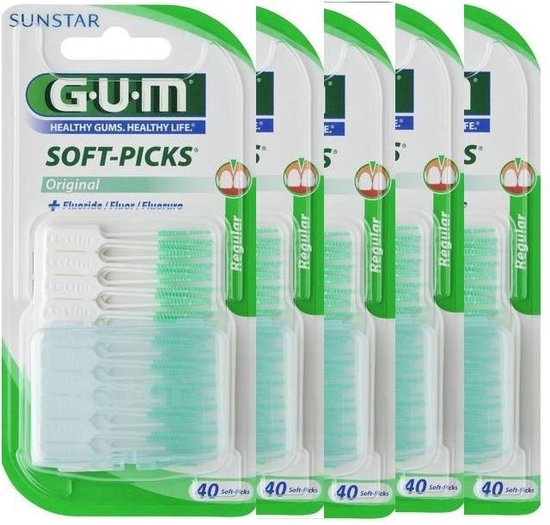 GUM Soft Picks Regular - 5 x 40 stuks - Ragers - Voordeelverpakking |  bol.com