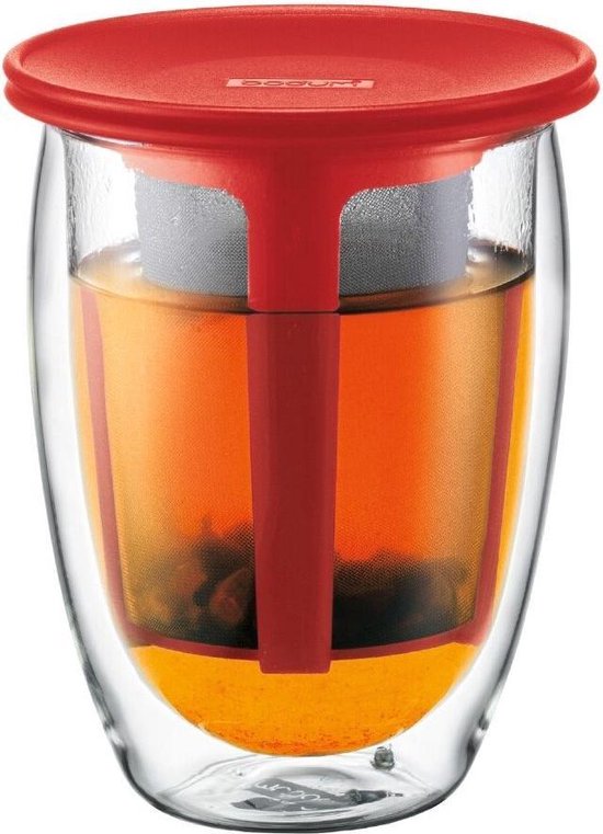 Bodum Tea for One Theeglas 0,35 l Rood bol