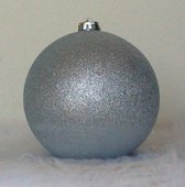 1 Onbreekbare kerstbal diameter 15 cm zilver glitter