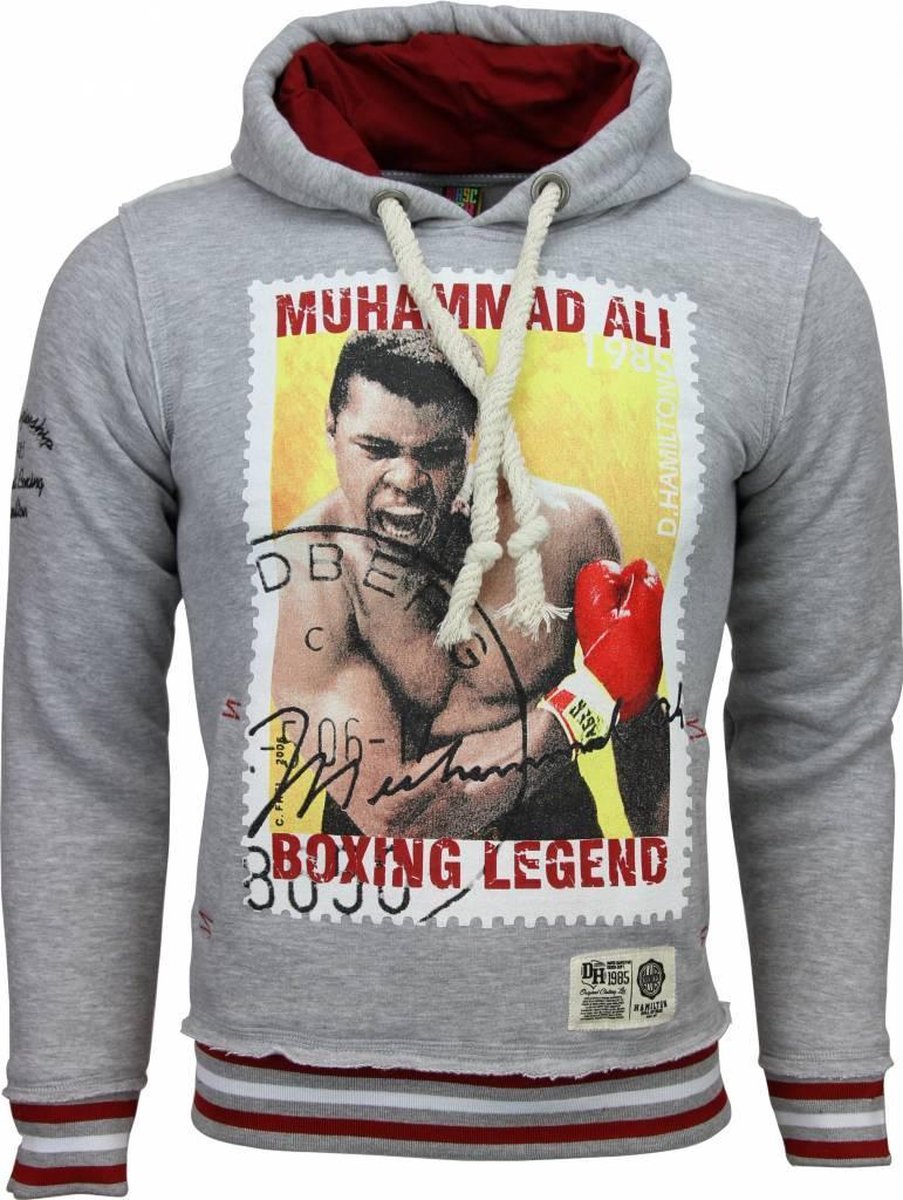 Mascherano Casual Hoodie - Muhammad Ali Boxing Legend Print Capuchon -  Grijs - XL | bol.com