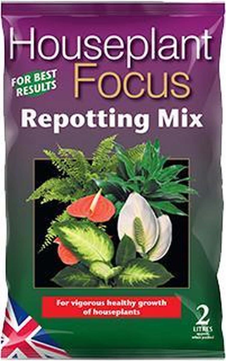 Houseplant Focus Repotting Mix - 2 liter potgrond voor behoud van gezonde kamerplanten