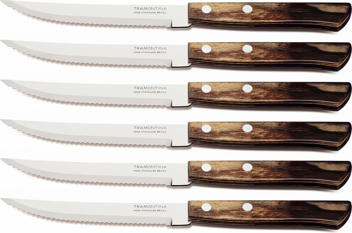 Lot de 4 couteaux à steak Tramontina Jumbo manche en bois - top