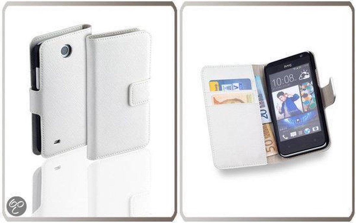 LELYCASE Bookcase Flip Cover Wallet Hoesje HTC Desire 300 Wit