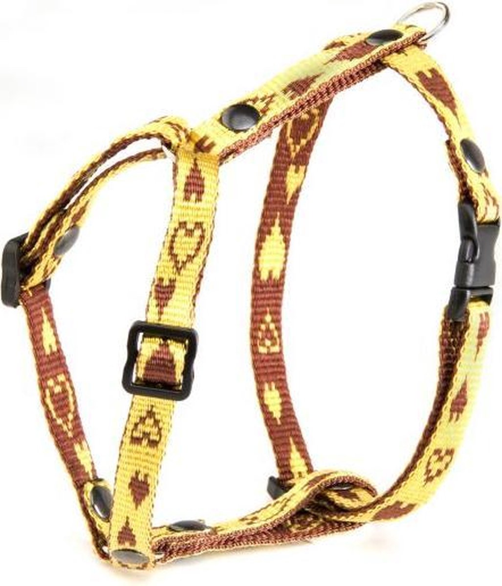 Tuig voor kat saphron geel / bruin 10 mmx25-38 cm