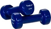 MOVIT® Dumbellset - Halterset - Aerobics - Vinyl - 5 kg - 2 x 2,5 kg - Rond - Blauw