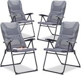 Relaxdays 4 x gepolsterde campingstoel - tuinstoel comfortabel - picknick – grijs
