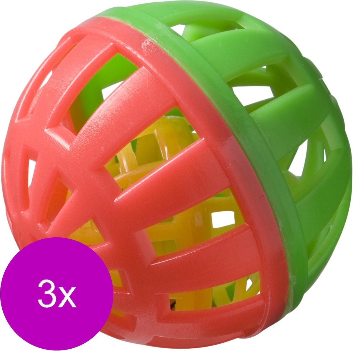 Adori Knaagdierspeeltje Speelbal Plastic Multi-Color - Speelgoed - 3 x Ø6 cm