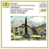 Mendelssohn: Symphony no 4; Schubert Symphony no 8 / Karajan et al