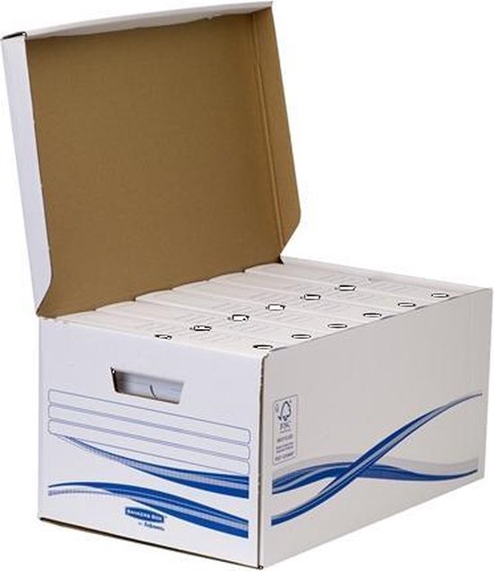 Boîte de rangement Bankers Box Basic Plus 6 boîtes d'archives 80 mm,  blanc-bleu | bol.com