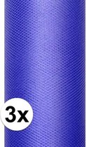 3x rollen tule stof blauw 0,15 x 9 meter