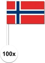 100x Noorse zwaaivlaggetjes 12 x 24 cm