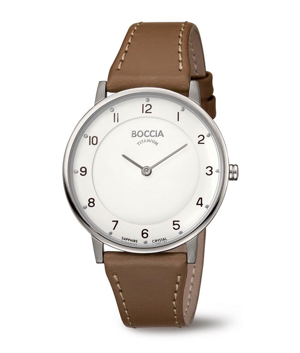 Boccia Titanium 3259.01 horloge - Leer - Bruin - 32 mm