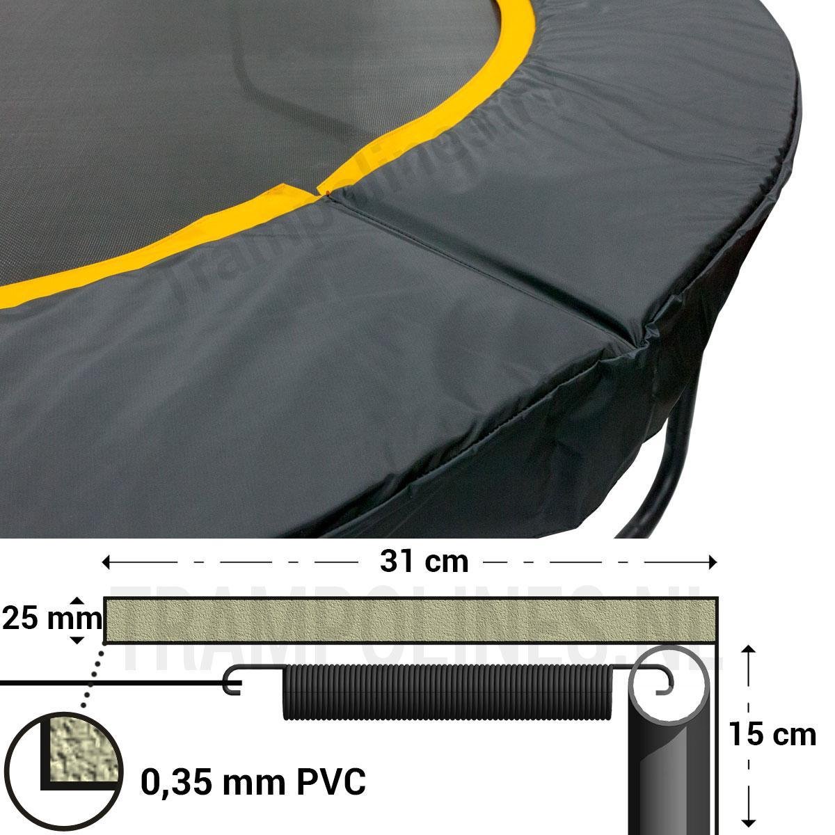Magic Jump Trampoline Beschermrand 180 - 183 cm Zwart - Ronde trampoline rand - Extra breed randkussen