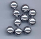 Perles de verre rondes - 10 mm - Gris clair - 60 pièces