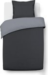 VISION Home - Tweezijdig omkeerbaar Dekbedovertrek - 140x200cm - Antraciet/Grijs