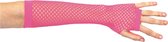 Atosa Carnaval verkleed handschoenen - visnet stof - fuchsia roze - vingerloos - dames - elastiek