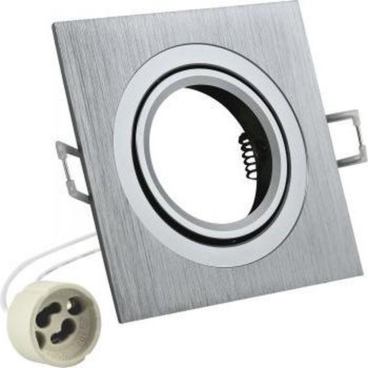 Inbouw spot GU10 - aluminium - vierkant armatuur - geborsteld - zilver/zilver 92mm