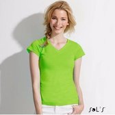 Dames t-shirt  V-hals lime 36 (S)