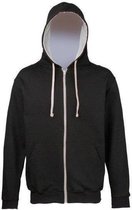 AWDis Just Hoods Varsity Zoodie, Kleur Jet Black / Heather Grey , Maat XXL