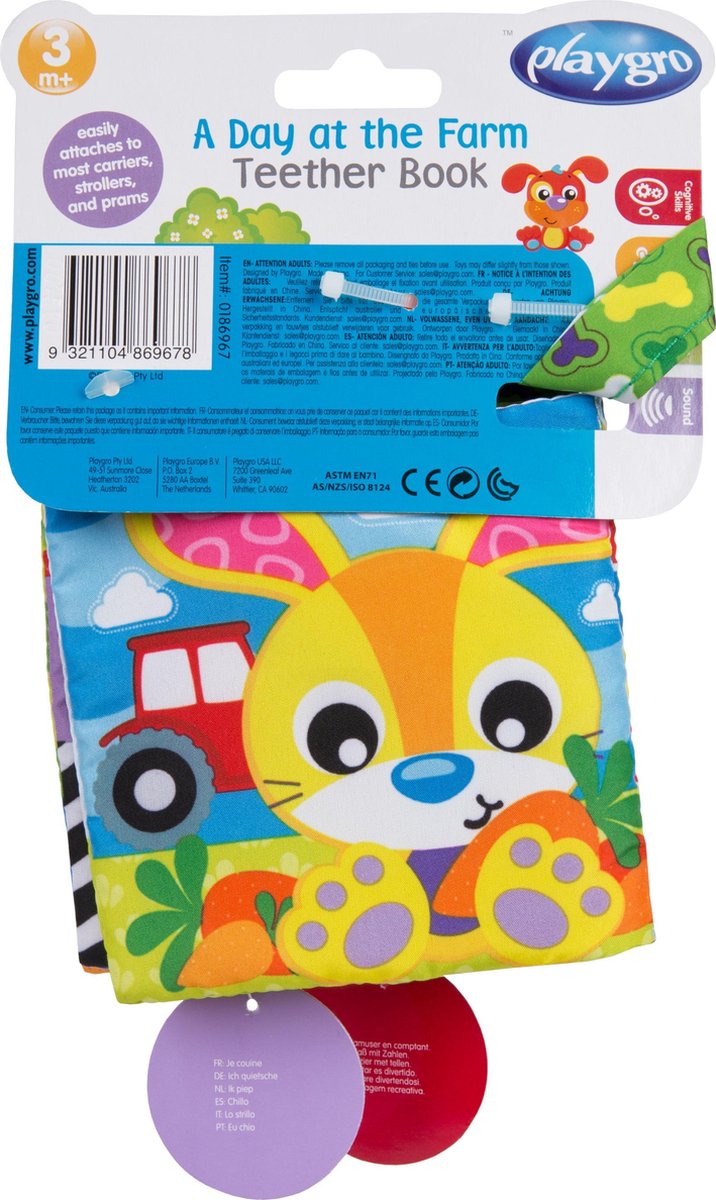 Playgro Activiteitenboekje Boederijdieren - Bijtboekje - Bijtprofiel - Pieper - Baby boek -baby boekje 0-6 maanden - Bijtring - baby boekje met geluid — afbeelding 12