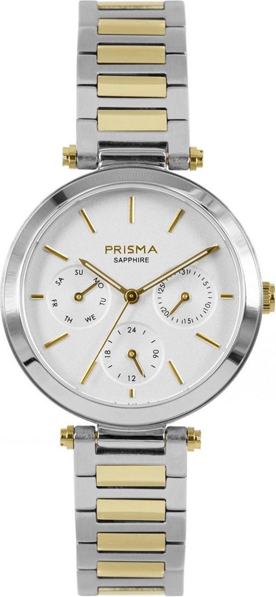 Prisma Horloge P.1342 Dames Edelstaal Multi-Functie Saffier
