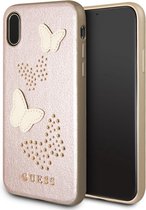 iPhone Xs/X TPU Case hoesje - Guess - Vlinders Rose goud - Kunstleer