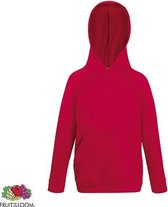 Fruit of the Loom Kids hoodie - Maat 128 - Kleur Red