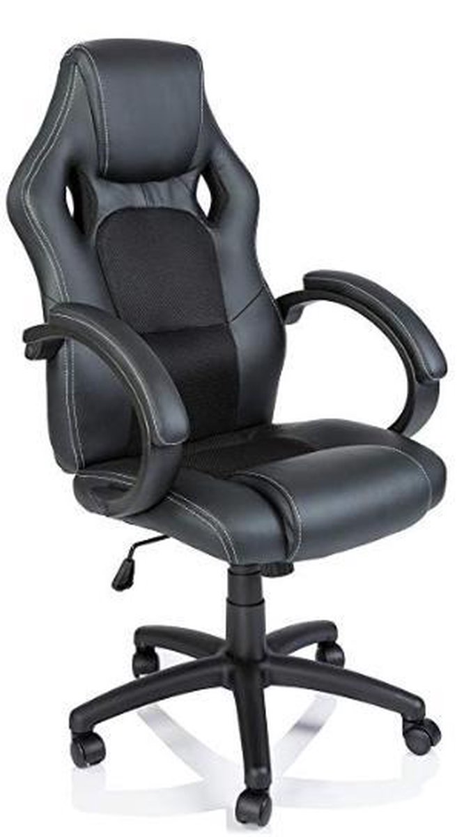 Premium Gaming Chair Bureaustoel - Zwart - Kunstleer - Verstelbaar - Merkloos