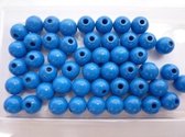 Houten kralen blauw 12mm. 3 ZAKJES a 35 STUKS