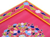 Salontafel handgeschilderd massief mangohout roze (incl. vloerviltjes)