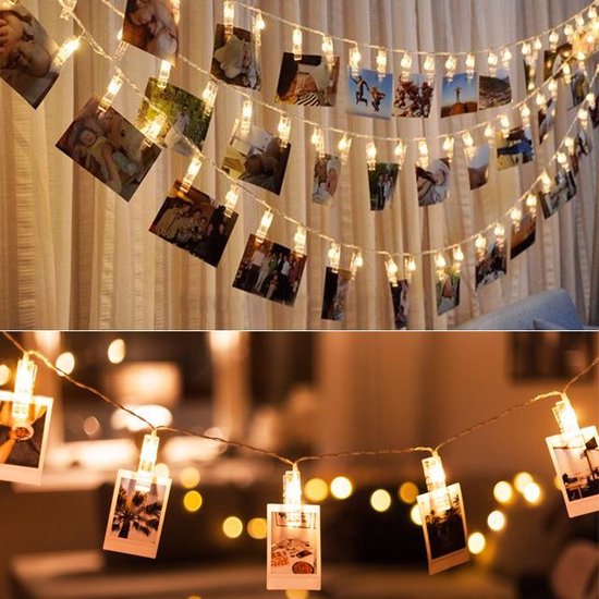 LED lichtslinger voor foto's of kerstkaarten - 2 meter- Warm wit