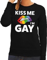 Kiss me I am gay sweater zwart dames M