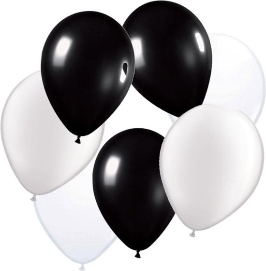 100 ballonnen zwart/wit 30 cm | bol.com