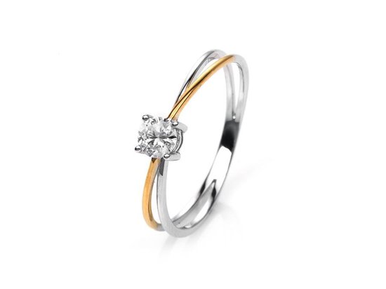 Diamanten ring - 18K 750 / - Witgoud / Geel Goud - 0.24 ct. | bol.com