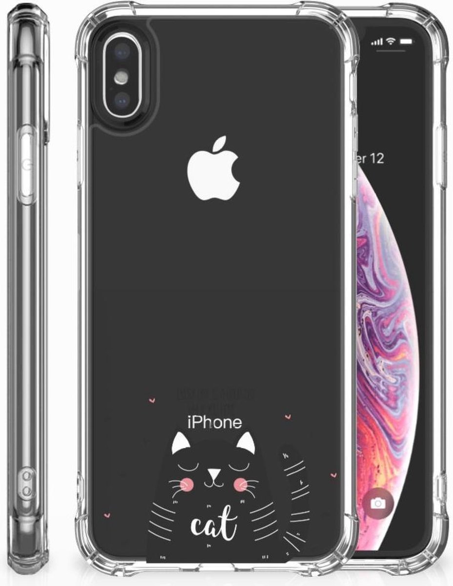Apple iPhone Xs Max Stevig Bumper Hoesje Cat Good Day