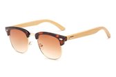 Clubmaster Zonnebril met Bruin Frame - Goedkope Houten zonnebril