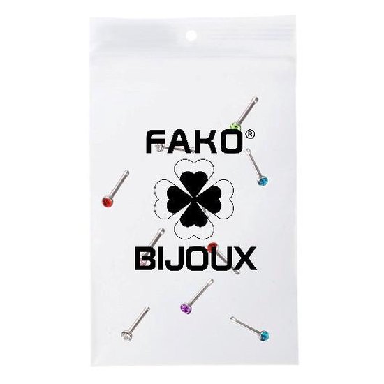 Fako Bijoux® - Neuspiercing - Staafje Kristal - 1.8mm - Gekleurd - 10 Stuks - Fako Bijoux®