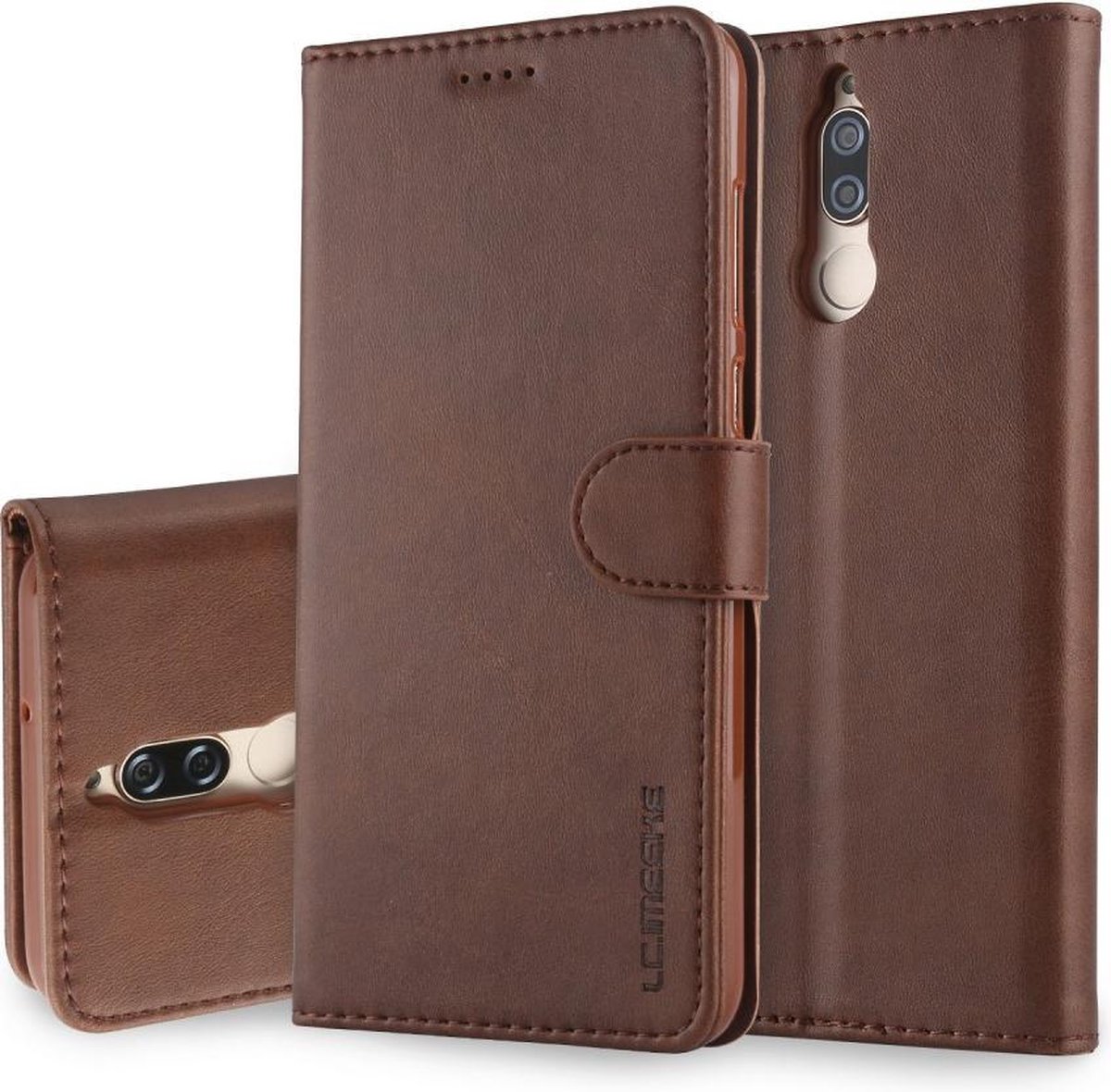 LC.IMEEKE Luxe Book Case - Geschikt voor Huawei Mate 10 Lite Hoesje - Donkerbruin