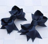 Set van 2 Haarknip alligatorknip lint strik kind peuter meisje blauw - gratis verzending