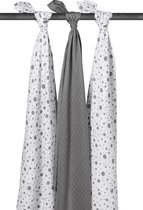 Meyco 3-pack Swaddle - Dots grijs/Uni grijs/Dots grijs