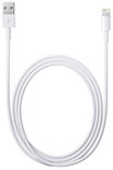 Witte USB naar Lightning-kabel, plat neergelegd in een lus.