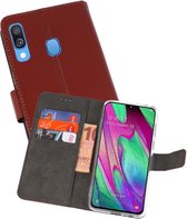 Booktype Telefoonhoesjes - Bookcase Hoesje - Wallet Case -  Geschikt voor Samsung Galaxy A40 - Bruin