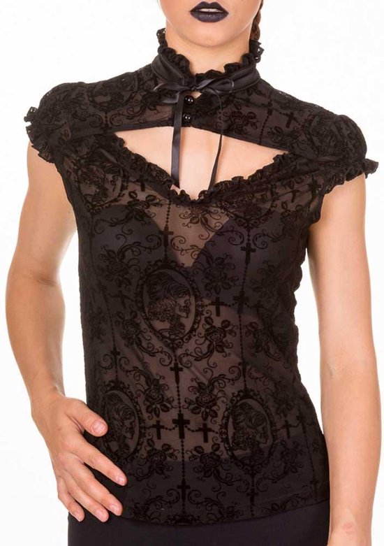 Blouse Banned -L- Regardant la Dentelle Noir