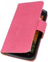 Devil Booktype Wallet Case Hoesjes voor HTC One S Roze