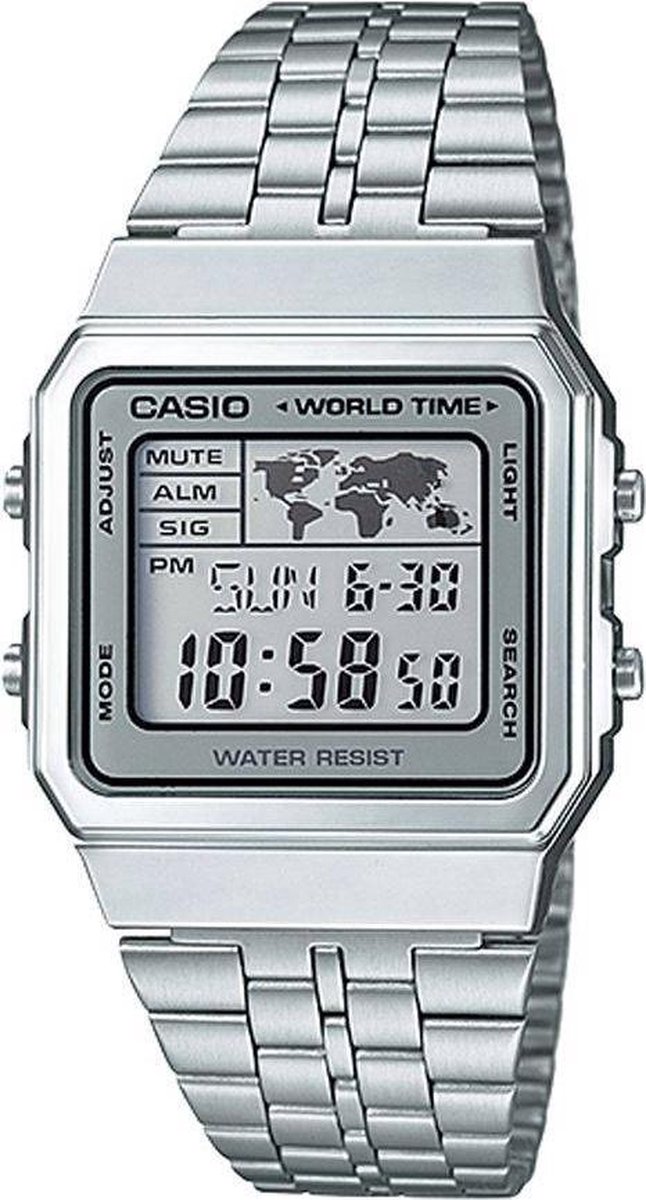 Casio A500WA-7D unisex horloge - Zilverkleurig
